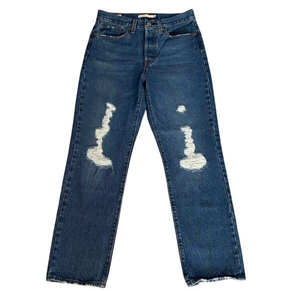 Levi's Denim - Levis Premium Size 27 Wedgie Straight Jeans Distressed Button Fly